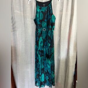 Green Floral Evening Gown